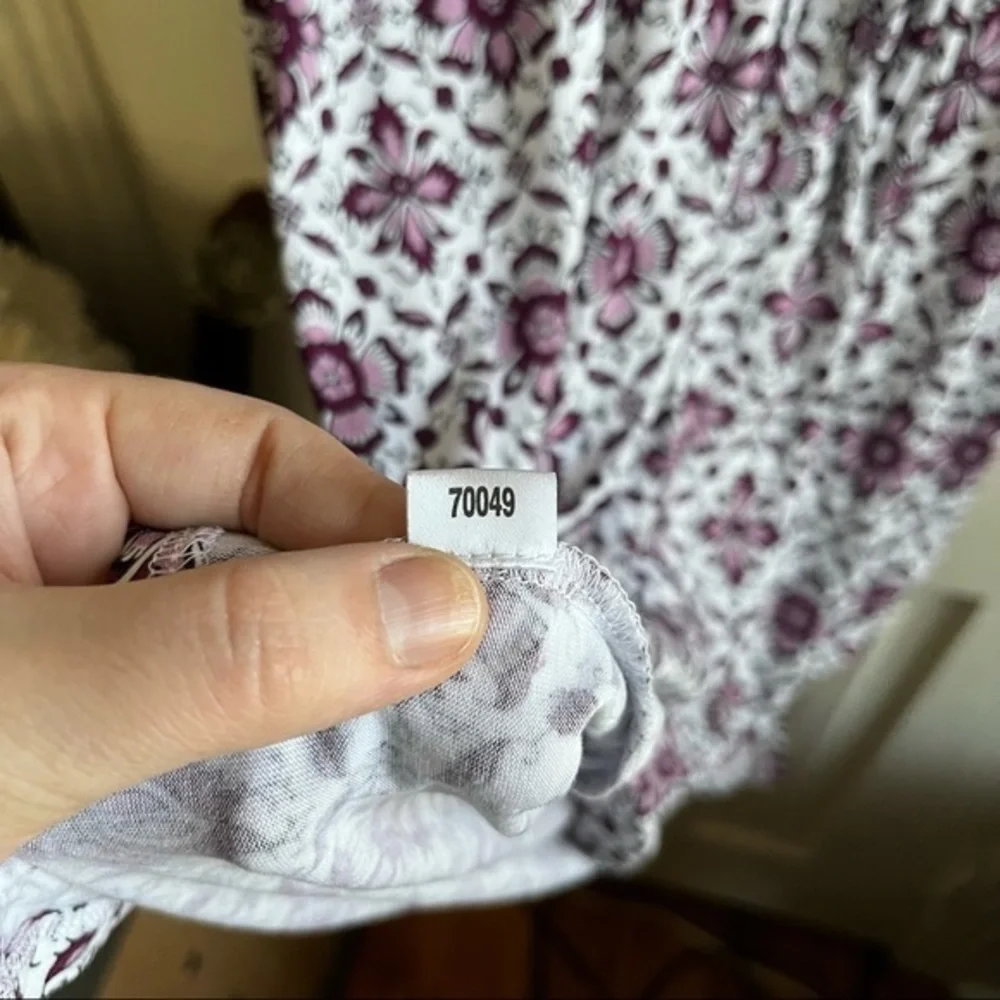 Loft Purple and White Floral Tie Waist Dress Size XS - Picture 8 of 9